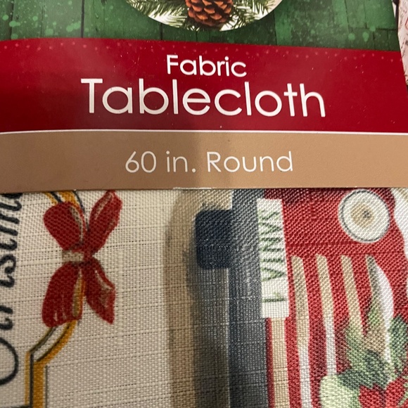 Holiday cottage collection red truck and tree 60” round table cloth - Picture 3 of 5